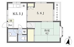 ホワイトヴィラ 2Kの間取図画像