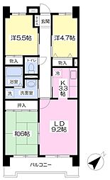 リバーサイド一番橋 3LDKの間取図画像