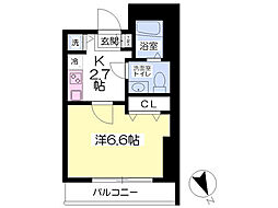 ルームス 1Kの間取図画像