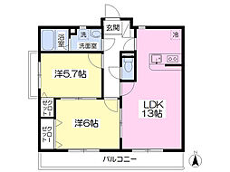 プリマヴェーラ六番館 2LDKの間取図画像