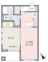 (仮)昭島市中神町PJ 1LDKの間取図画像