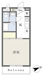 シルバーピアまました 1Kの間取図画像