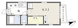 ウェル・ホワイト 1階1Kの間取り