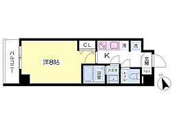 ベルフルール府中 1Kの間取図画像