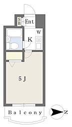 ドミールつつじヶ丘B棟 1Kの間取図画像