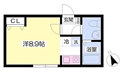 ラピス晴見町 ワンルームの間取図画像