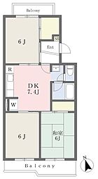 サンパーク平尾1 3DKの間取図画像