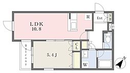 ヴェルジェ押徳 1LDKの間取図画像