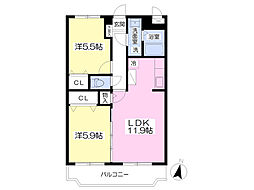 イーストフィールド 2LDKの間取図画像