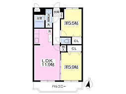イーストフィールド 2LDKの間取図画像