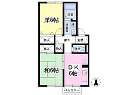 ヴァン・アルザス 2DKの間取図画像