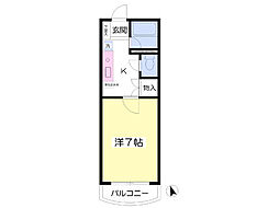 ピオーネ東光寺B 1Kの間取図画像