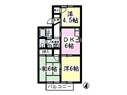 フレグラントアネックス 1階3DKの間取り