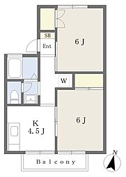 フレグラントアネックス 1階2Kの間取り