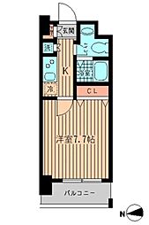 Ｈｕｍａｎハイム船橋 8階1Kの間取り