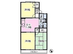 マーヴェラス花園B 3DKの間取図画像