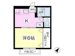 キャロットハイツ1 1Kの間取図画像