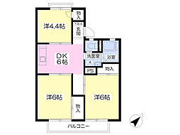 ファーストメゾンＣ棟 2階3DKの間取り