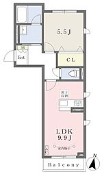 カーサフォレスター3 1LDKの間取図画像