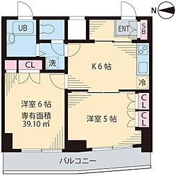 ベイステート安間 2DKの間取図画像
