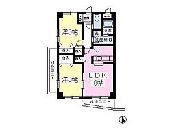 青葉の森フラワーズマンション 2LDKの間取図画像