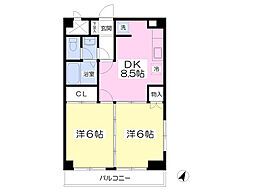 カンファー新宿 2DKの間取図画像