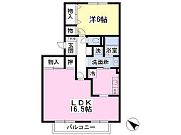 メゾンフォンテA 1LDKの間取図画像