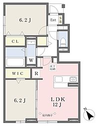 アビタシオン若葉B 2LDKの間取図画像
