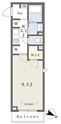 パスティークスエヒロ 1Kの間取図画像