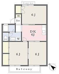 ハイツ・グランメールA棟 3DKの間取図画像