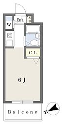 スカイハイム津田沼 2階ワンルームの間取り