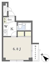 レジデンス石川 1Kの間取図画像