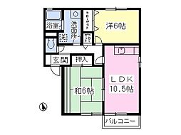 シャルム弐番館 2LDKの間取図画像