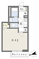 船橋市田喜野井5丁目アパート 1Kの間取図画像