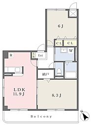 リバーサイド本郷 2LDKの間取図画像
