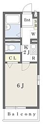 レークヒル 1Kの間取図画像