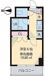 ベイステート安間 1Kの間取図画像