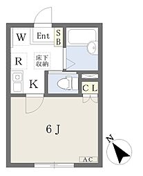 ハイム塚田 1Kの間取図画像