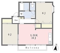 エンブレム壱番館Ｃ棟 1階2LDKの間取り