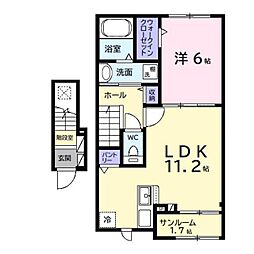 JR内房線 姉ケ崎駅 バス8分 今津朝山公民館下車 徒歩4分の賃貸アパート 2階1LDKの間取り