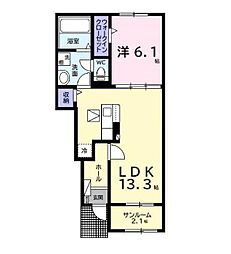 JR内房線 木更津駅 バス6分 中里下車 徒歩4分の賃貸アパート 1階1LDKの間取り