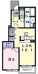 JR外房線 茂原駅 バス7分 三貫野下車 徒歩10分の賃貸アパート 1階1LDKの間取り