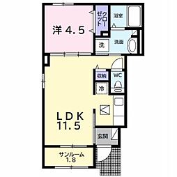 JR内房線 長浦駅 バス6分 蔵波六丁目下車 徒歩15分の賃貸アパート 1階1LDKの間取り