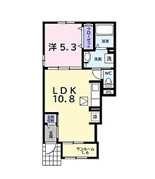 JR内房線 長浦駅 バス6分 蔵波六丁目下車 徒歩15分の賃貸アパート 1階1LDKの間取り