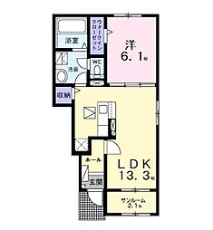 JR内房線 巌根駅 徒歩12分の賃貸アパート 1階1LDKの間取り