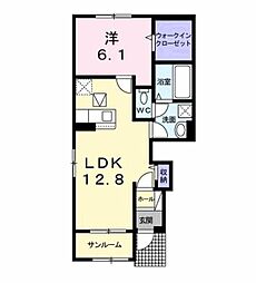 JR外房線 茂原駅 バス14分 大芝下車 徒歩9分の賃貸アパート 1階1LDKの間取り