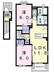 JR内房線 木更津駅 バス8分 組合事務所前下車 徒歩5分の賃貸アパート 2階2LDKの間取り