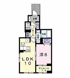 JR内房線 袖ケ浦駅 バス19分 畔戸高須入口下車 徒歩8分の賃貸アパート 1階1LDKの間取り