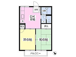 ドミール・タイコー 2DKの間取図画像