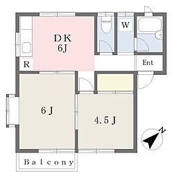 第三辰巳ハイム 2DKの間取図画像